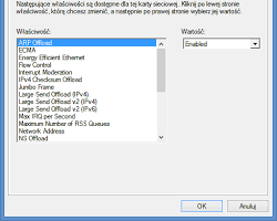Obraz: Karta zaawansowana w oknie właściwości karty sieciowej