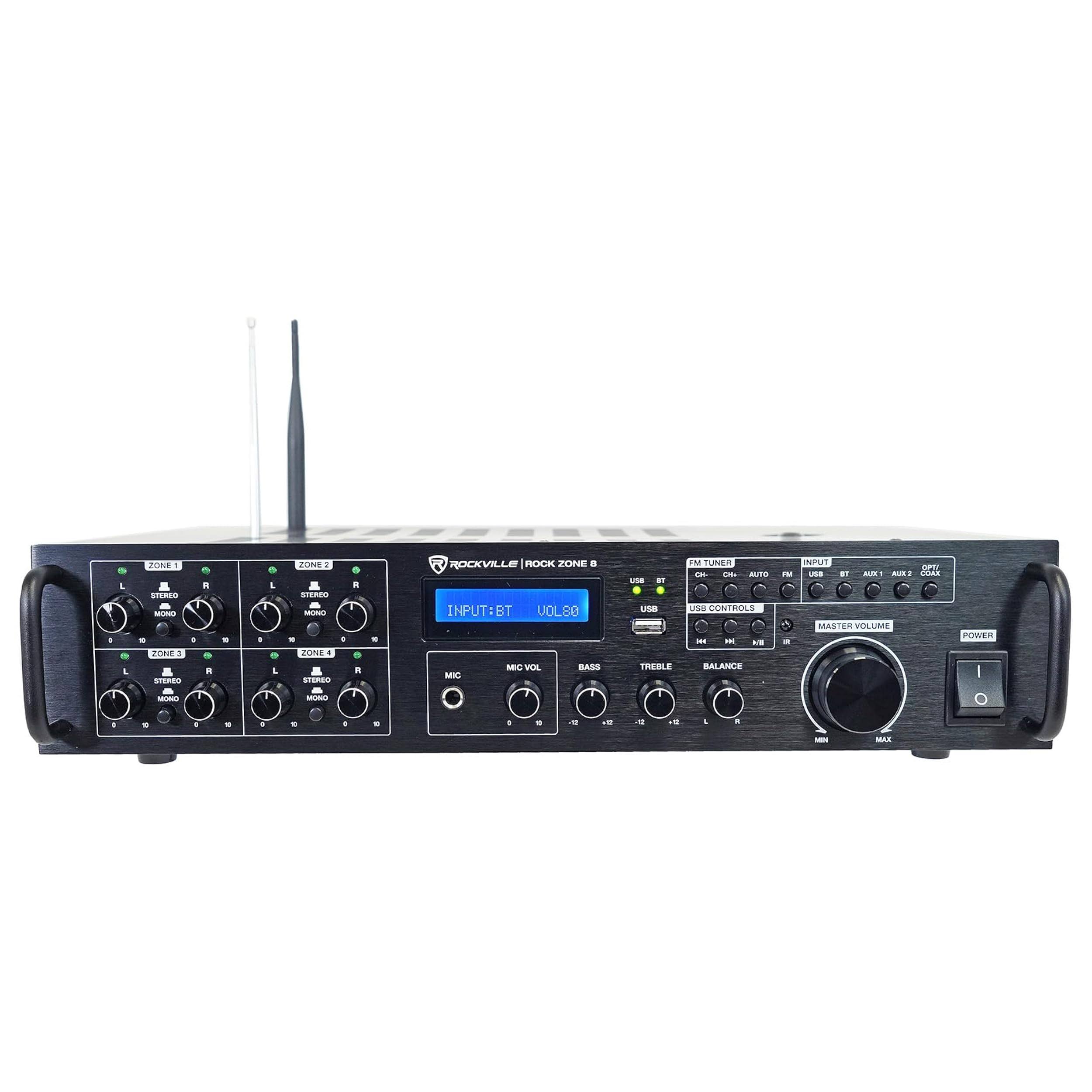 Rockville Rock Zone 8 8 channel 8 Zone 1000w RMS Multi Room Receiver/Amplifier