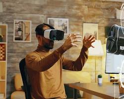 person using a VR headset to view a product resmi