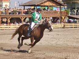 Redakteurin Simone Herzner im Galopp auf der historischen Wiesn ...