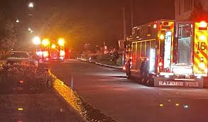 Firefighters battling flames