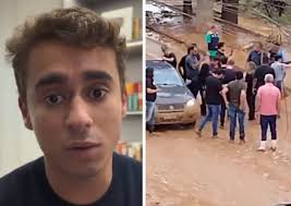 Moradores protestam contra gravação de Nikolas em cidade afetada por chuvas: 'Está aqui fazendo mídia'; vídeo