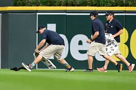 Squirrel takes the field in Orioles vs Tigers game