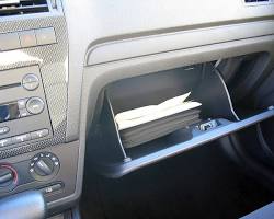Image of closed car glove compartment