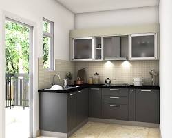 Image of Two tone grey modular kitchen