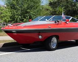 Image of car on a boat