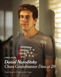 Daniel Naroditsky, a chess grandmaster, the highest title given to competitors by the International Chess Federation, and a popular chess commentator and livestreamer, has died at 29. Read more: https://nyti.ms/3Lla2vP