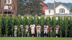 Philadelphia Phillies players celebrate a 7-1 win over the Minnesota Twins at the Field of Dreams