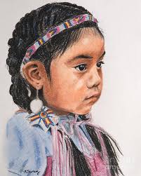 Pretty Native American Girl Pastel - Pretty Native American Girl Fine Art Print - pretty-native-american-girl-kate-sumners