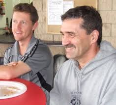 Craig Pridham (left) was caught watching the Test action. At right: Caught out, Prids! Craig Pridham (left) was caught watching the Test action on TV, ... - xmasparty2013-pridhamgleeson_373pix