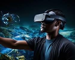 Image of person wearing a VR headset exploring a virtual world