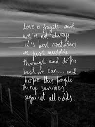 Nicholas Sparks Quote, Love is fragile. And we&#39;re not always the ... via Relatably.com