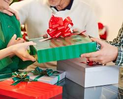 Image of people exchanging gifts