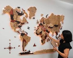 Enjoy The Wood 3D wooden world map decor, do AI tạo