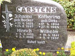 Grab von Katharina Carstens (geb. Dirks) (17.04.1896-27.05.1964 ...