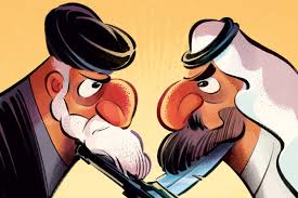 Image result for iran and saudis battle political cartoon