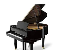 Image of grand piano with a black, polished finish.