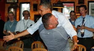 Scott Van Duzer, the Obama hugger: Shop facing boycott - Kevin ... - 120910_barack_obama_bear_hug_pizza_reuters_328