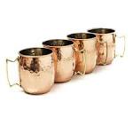 Moscow Mule Hammered Copper Ounce Drinking Mug, Set of 4