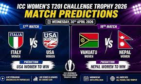 ICC Women’s T20I Challenge Trophy 2026 Match 17 & 18 Predictions – ITA-W vs USA-W & VAN-W vs NEP-W