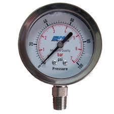 0-100 PSI Pressure Gauge 2.5" Stainless Steel Case, Bottom Mount