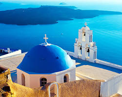 Immagine di Bluedomed churches in Fira, Santorini