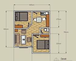 Gambar Denah rumah minimalis dengan 2 kamar tidur