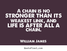 William James picture quote - A chain is no stronger than its ... via Relatably.com