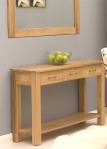 Light oak console tables