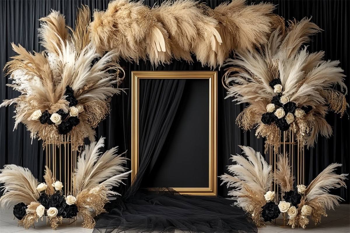 Vintage Backdrop For Photoshoot Dark Bloom Pampas Backdrop CSH57-111