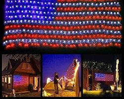 Image of Garden illuminated with linear flag lights