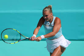 Hot shot: Sara Bejlek's casual drop shot to reach match point