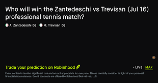 July 16, 2026: Zantedeschi vs Trevisan Tennis Prediction Market
