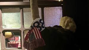 Brian Boitano and ostrich star at Starbucks Winter House at Olympics