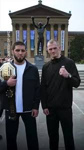 UFC 330 title fight faceoffs in front of Rocky Statue in Philadelphia