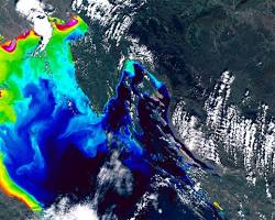 صورة satellite image showing a flooded area