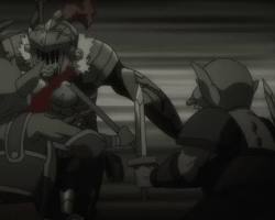 Goblin Slayer fighting goblins