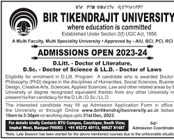 Image of Bir Tikendrajit University Ph.D. admissions page