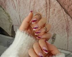 Image of French manicure with a twist nail art design