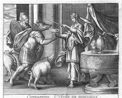 Image of Odyssey Book 10 classical art Odysseus and Circe Pigs