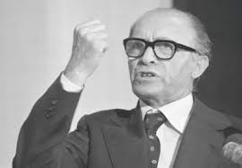 Menachem Begin was a well-known terrorist who went on to become prime minister of Israel. - Begin_speaking