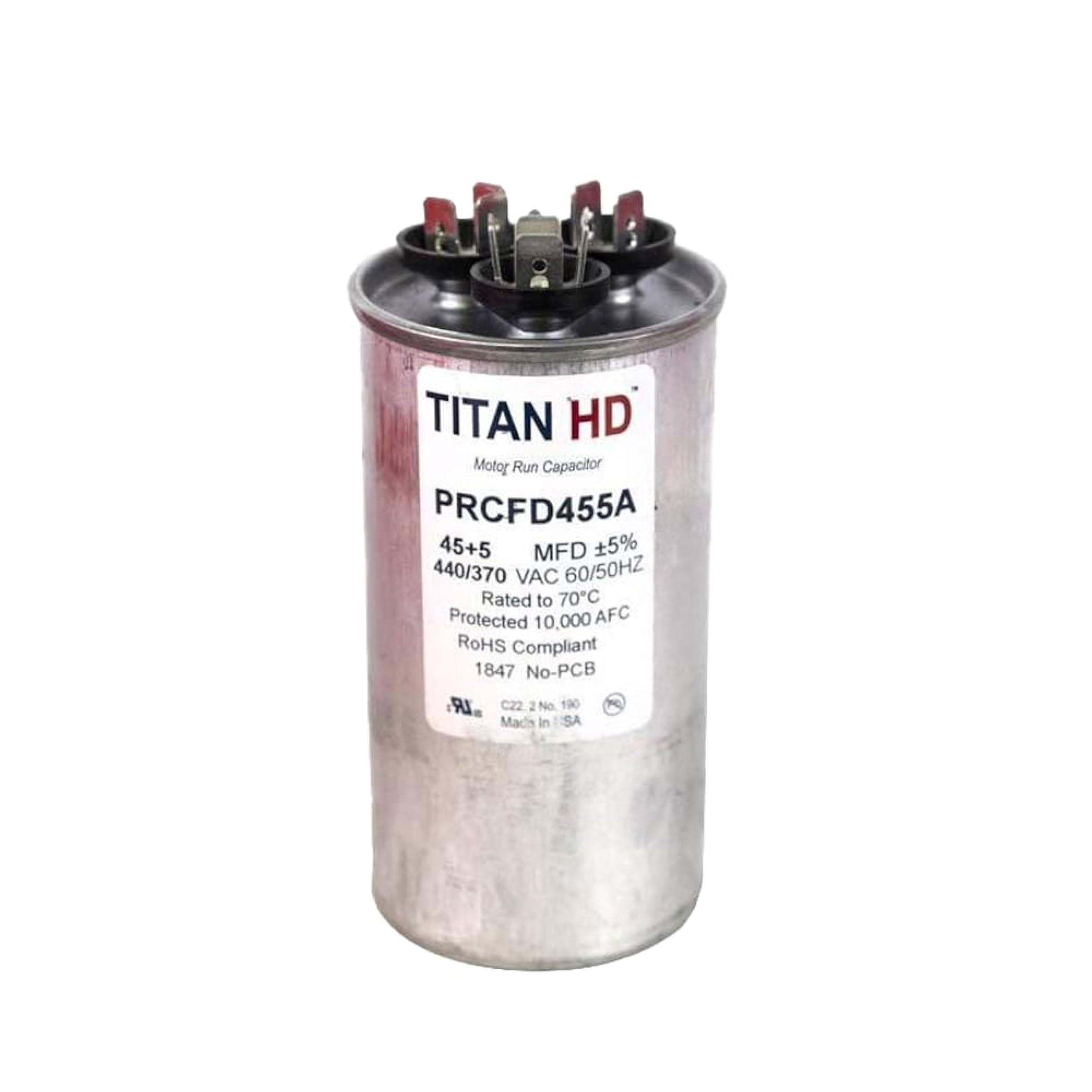 Titan HD prcfd455a 45/5 MFD Round Dual Motor Run Capacitor