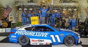 Denny Hamlin celebrating his victory