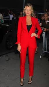 Image result for black ladies pants with red jacket
