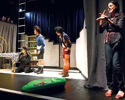 Imagem de Apresentação teatral com intérprete de Libras