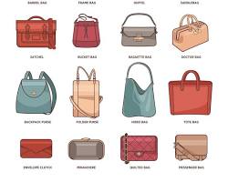 woman with different styles of handbags