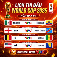 Lịch thi đấu và trực tiếp World Cup 2026 hôm nay 1/7: Anh, Bỉ, Mỹ ra trận