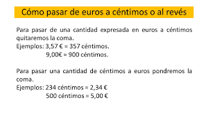 Resultado de imagen de operaciones con euros y centimos
