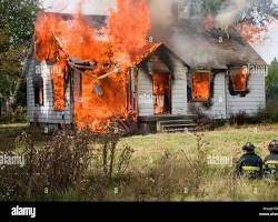 Image of house engulfed in flames