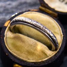 Antique Engraved Wedding Band Platinum Size 6.5